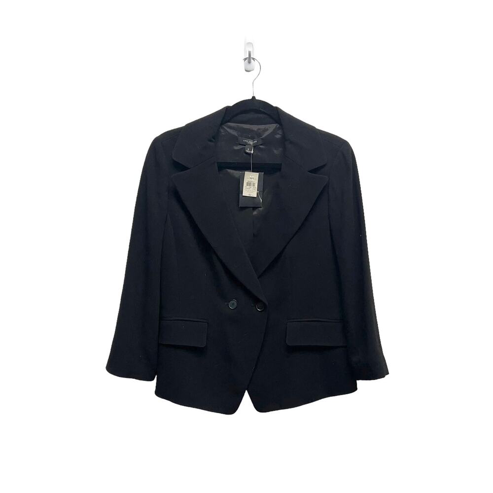 Ann Taylor Double Breasted Blazer‎ Ruched Back Jacket Black